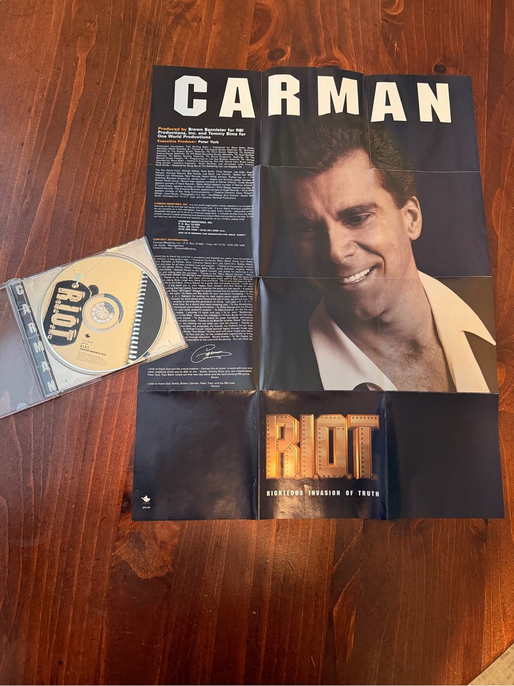 Carman R.I.O.T. Righteous Invasion of Truth CD 1995 Sparrow Records w/ Fold-Out